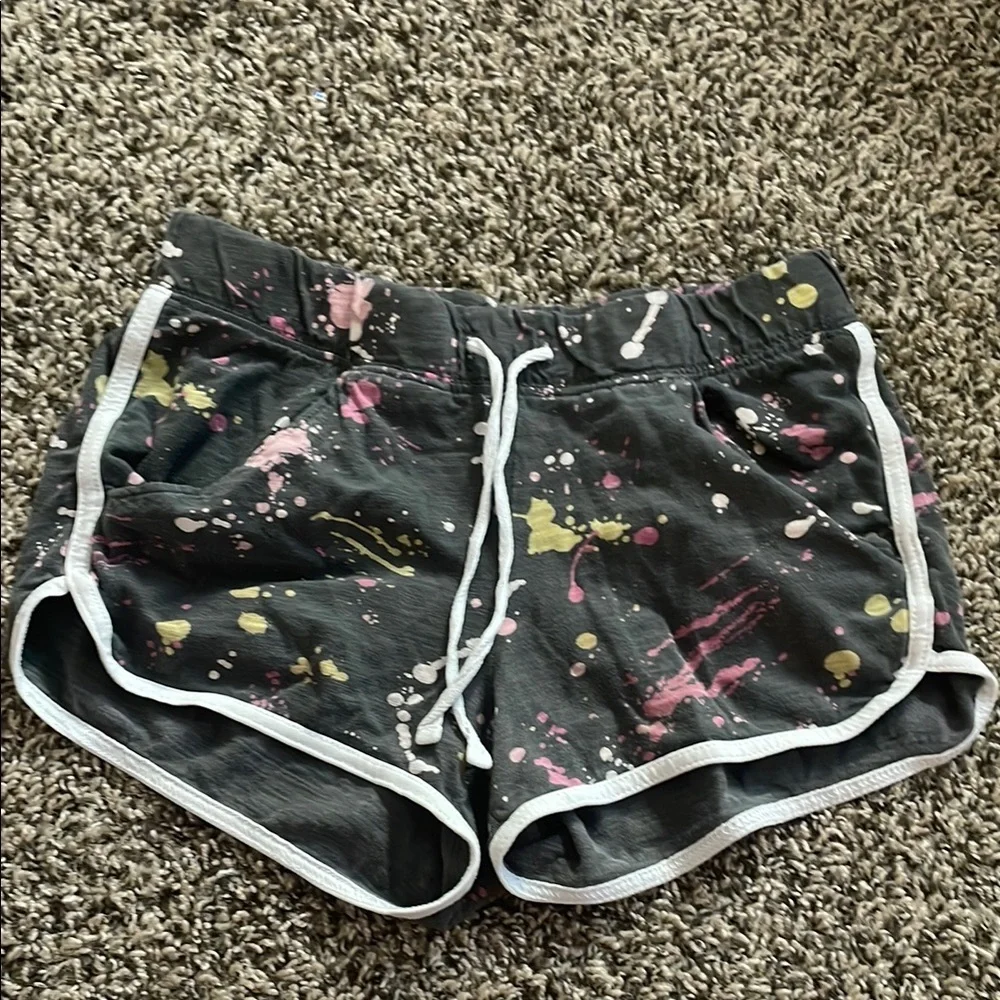 Justice Kids Splatter Print Shorts - Black, Pink, Yellow